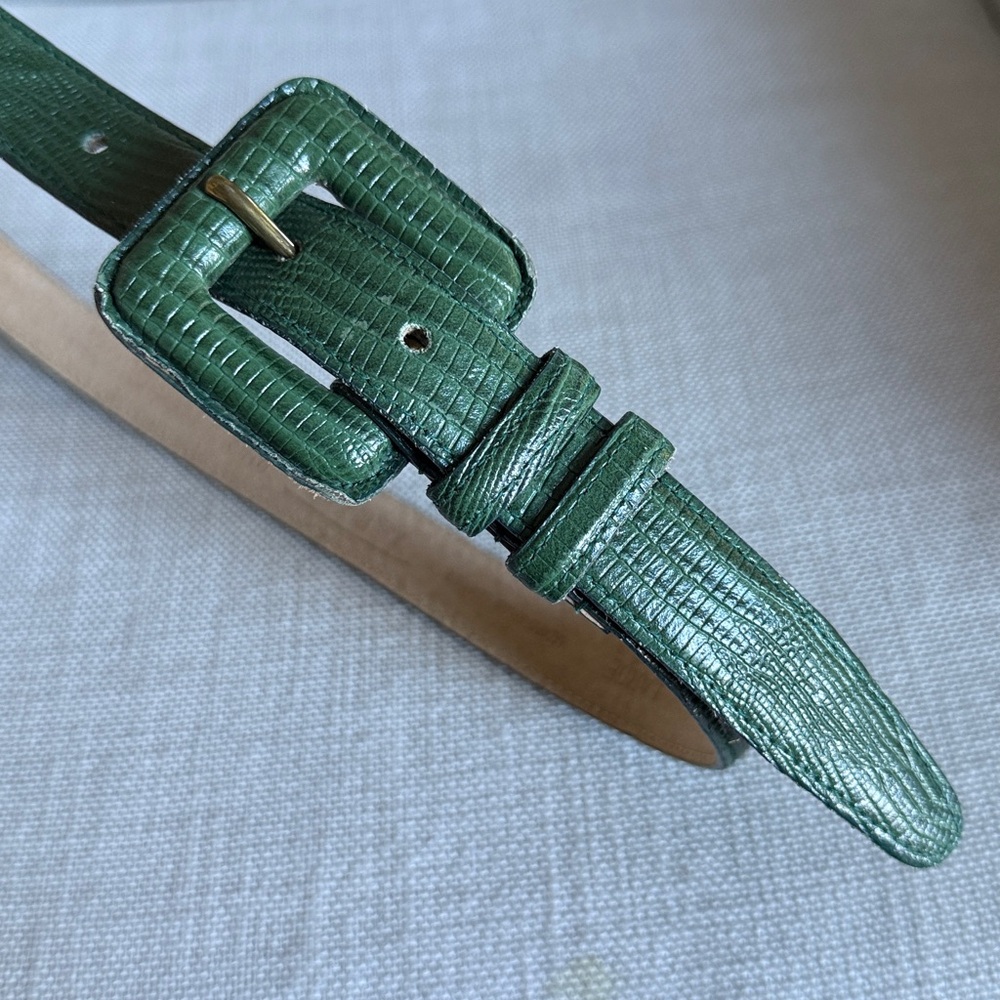 EUC Leather Green Lizard Textured Belt TALBOTS US L